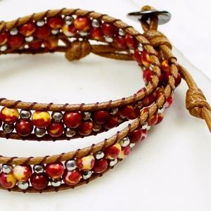 Leather & Bead Choker Necklace